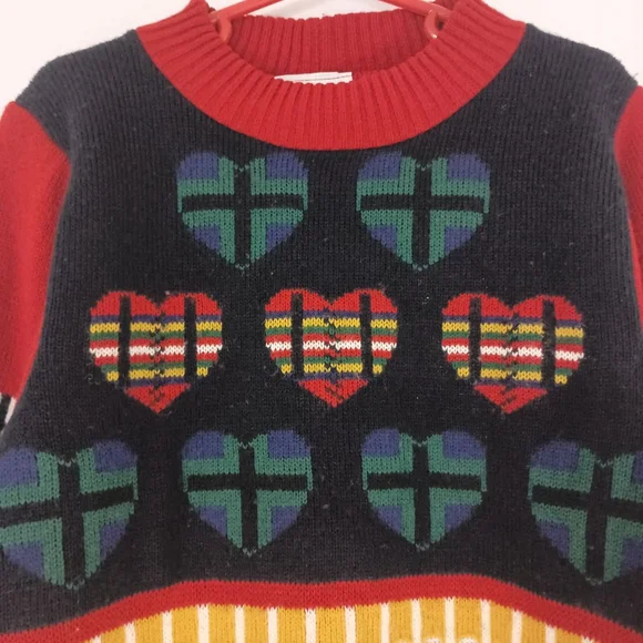 Vintage 80s Miniwaves Girls Multicolored Puppy Sweater size Large Preppy - Picture 3 of 7